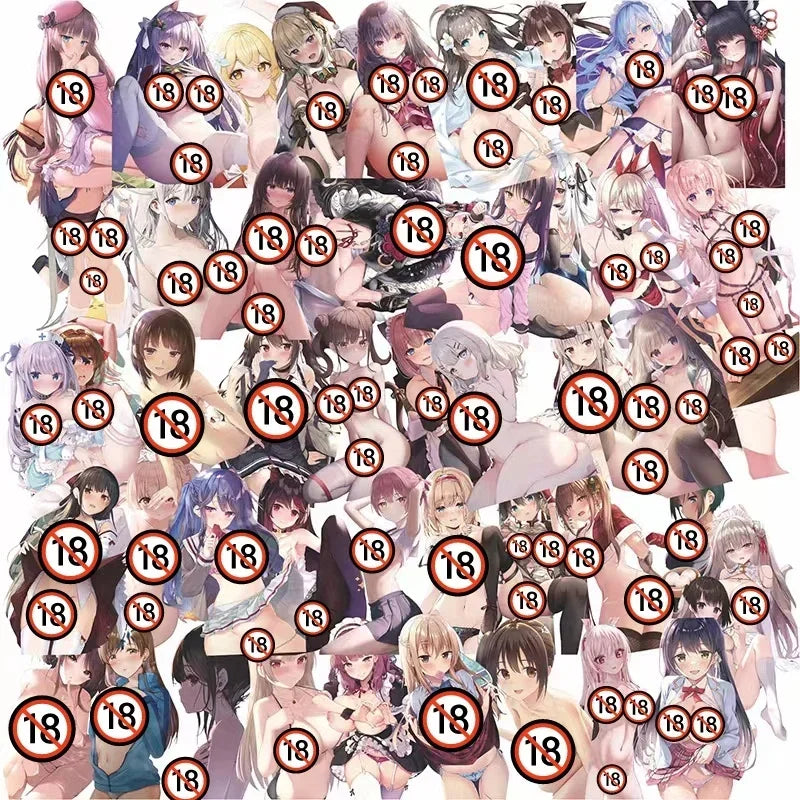 50pcs Waifu Hentai Anime Sexy Girls Cute Versatile Waterproof Stickers (18+)