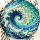 Waterproof Aluminum Wave Wall Art - Round Metal Tin Sign, HD Print & Fade Resistant, Easy to Hang Home Decor