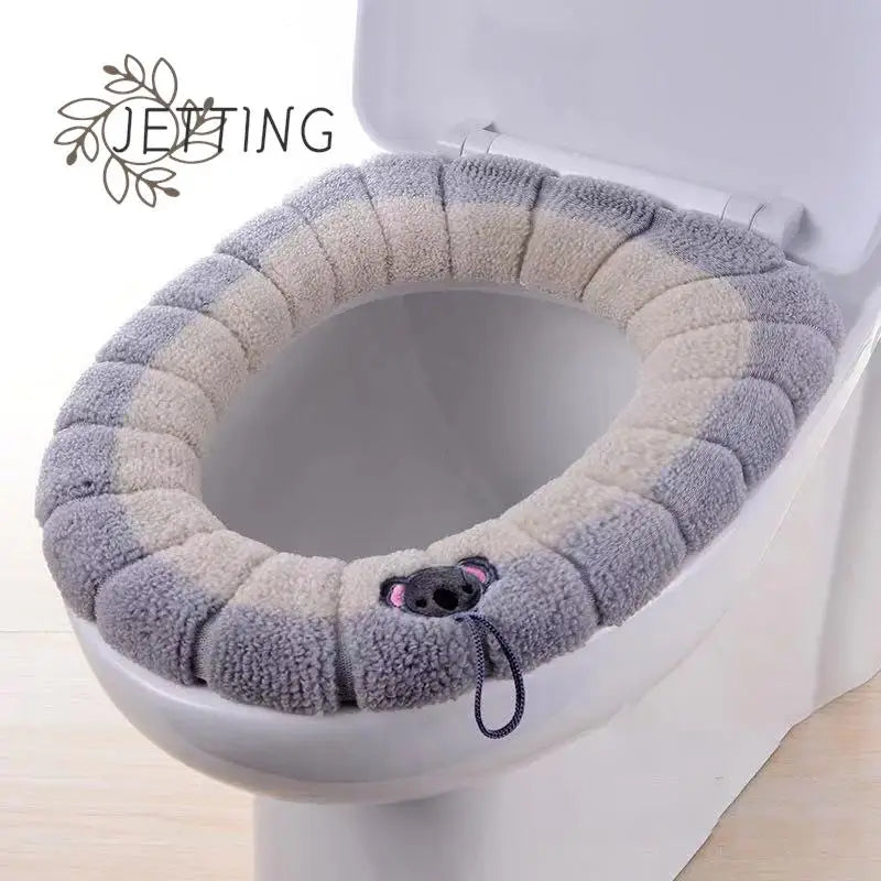 Soft Washable Winter Warm Toilet Seat Cover Mat Bathroom Toilet Pad Cushion With Handle Thicker Closestool Warmer Accessories