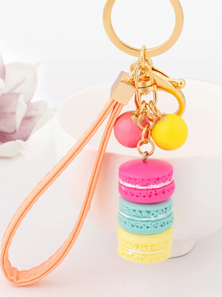 EASYA France Paris Cute Macaroon Effiel Tower Macarons Keychain Colorful Keyring Bag Pendant Car Charm Key Holder