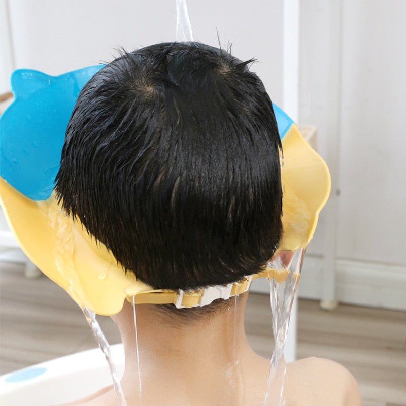 Children Shampoo Cap Baby Soft Cartoon Bath Visor Hat Adjustable Baby Shower Protect Eye Water-proof Hair Shield Cap for Infant