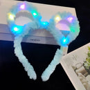 LED 14 Lamp Long Rabbit Ear Headband  Flashing Colorful String Lamp Luminous Hairband Birthday Party Christmas Easter Headband