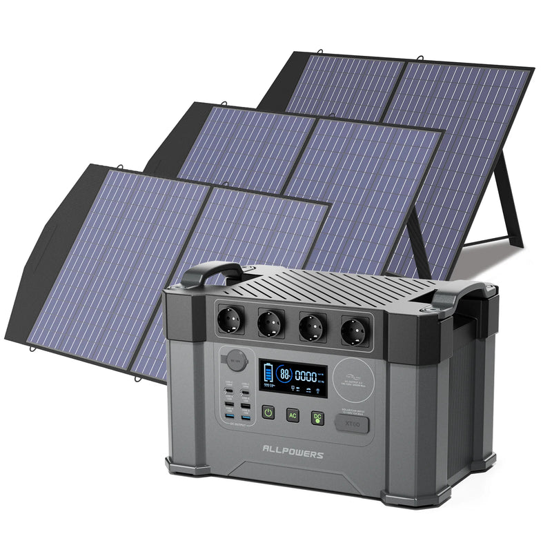 ALLPOWERS S2000 Pro Outdoor Generator 2400W MPPT Portable Power Station with 4X100W  Folable Solar Panels for RV Camping, Home