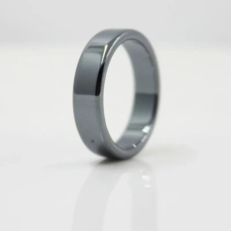 1PC Hematite Stone Rings for Women Men Natural Fashion Flat Plain Ring Couple Jewelry Gift Wedding Christmas Lovers Rings