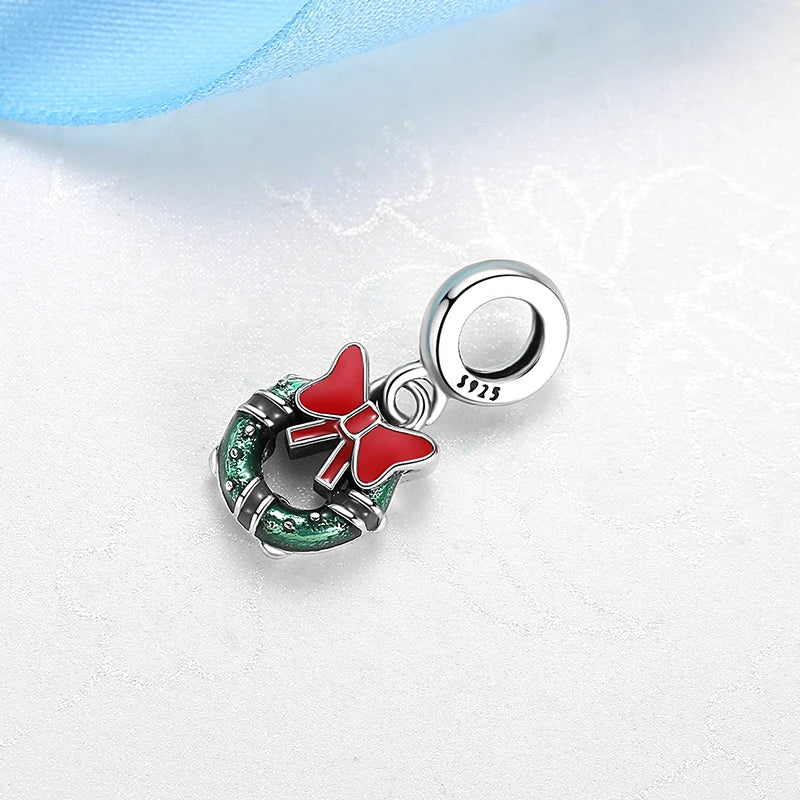 Original 925 Sterling Silver Charms Christmas Santa Reindeer Pendant Beads Fit Pan Brand Bracelets Necklaces Women DIY Jewelry