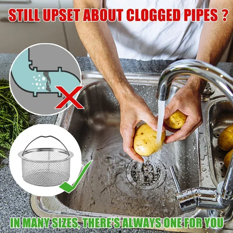 1PCS Kitchen Sink Filter Stainless Steel Mesh Sink Strainer Filter Bathroom Sink Strainer Drain Hole Filter Trap Waste Screen