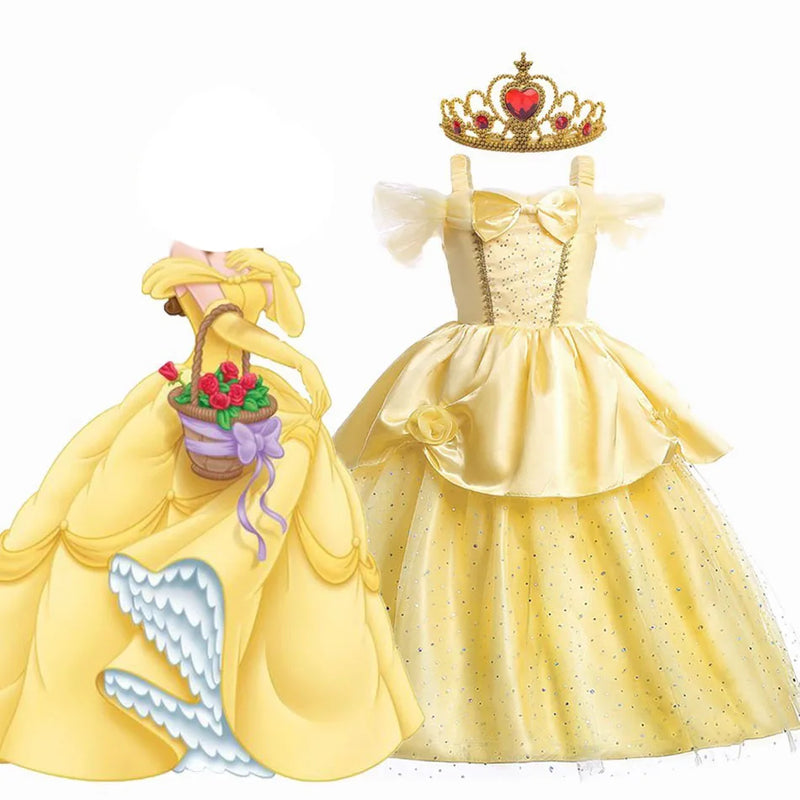 Girl Belle Princess Dress Kids Beauty and The Beast Costume Children Christmas Birthday Cosplay Elegant Party Dress 2-10 Years