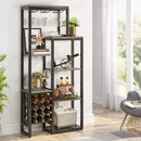 Tribesigns Wine Rack Freestanding Floor, 5-Tier Wine Baker Rack with Glass Holder & Wine Storage, Industrial Wine Display Shelf
