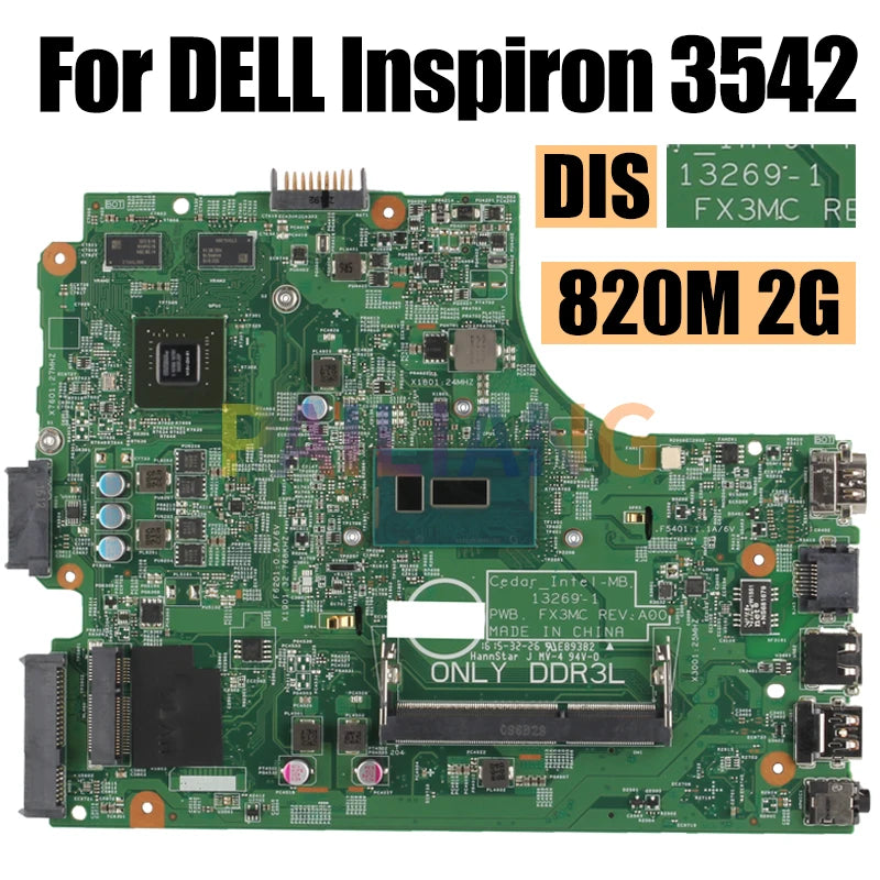 For Dell Inspiron 3542 Notebook Mainboard 13269-1 2957U i3 i5 i7 4/5th Gen 820M 2G 00XDMH 0T7TC4 Laptop Motherboard Full Tested