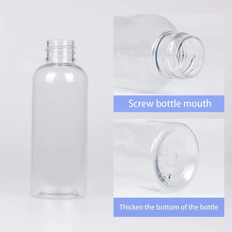 5Pcs 50ml 60ml 100ml Plastic Empty Bottles with Flip Cap Small Refill Sample Containers Shampoo Lotions Liquid Body Soap Cream