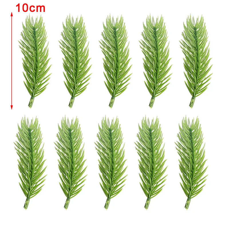 30/10Pcs Artificial Pine Needles Christmas Green Plant Pine Branch Fake Plants DIY Xmas Tree Garland Ornaments Home Decorations