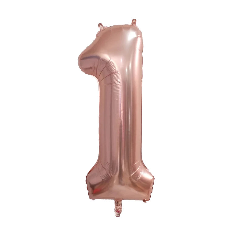 40inch 1st Turquois Rose Gold Silver Big Number Foil Helium Balloons Baby Shower 1 Years Old Birthday Party Decoration Globos