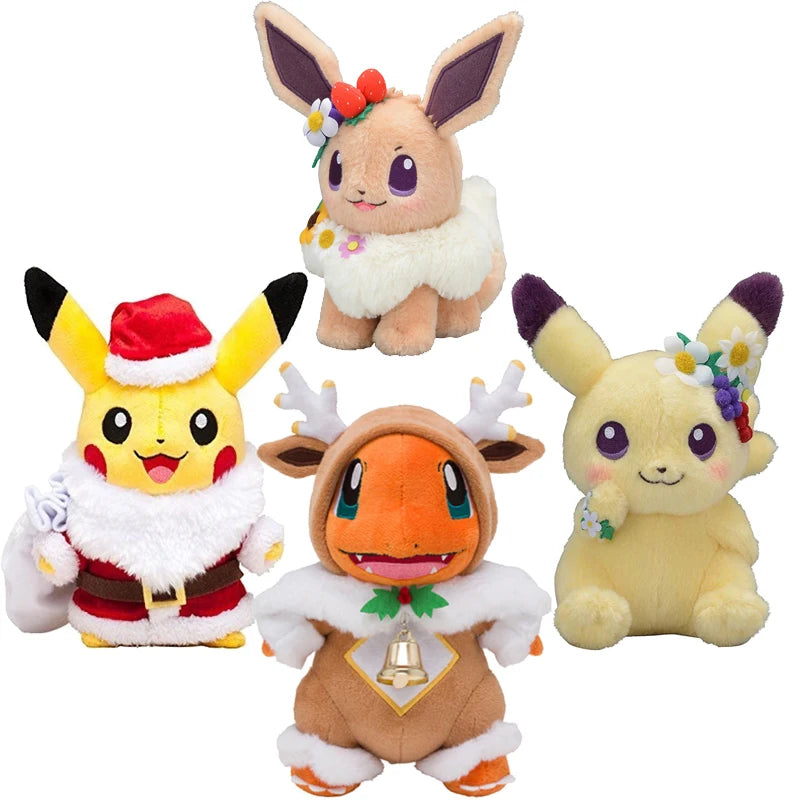 25CM Christmas Halloween Easter Pokemon Pumpkin Lovely Pikachu Stuffed Plush Toys Anime Pokemons Plush Toys Dolls Kids Gifts