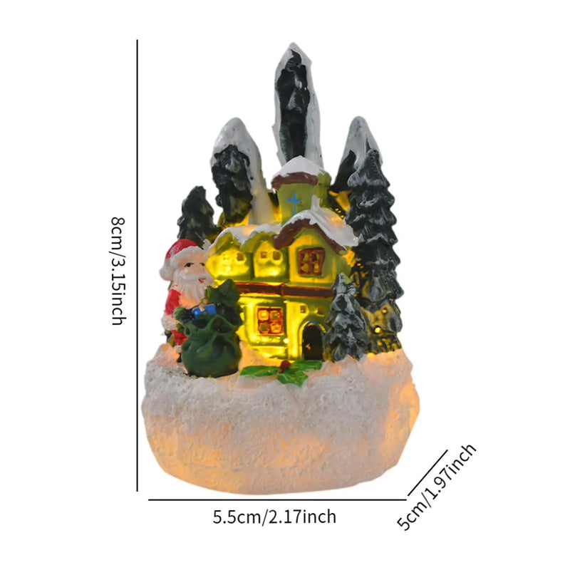 LED Christmas Castle House Decoration Gift Decor Christmas Snow Village Statue set Lights up Holiday Festival Xmas Ornaments