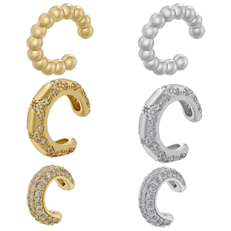 ZHUKOU C shape Female Ear Cuffs No Piercings earrings fake cartilage earring for Women Fashion 2023 Jewelry wholesale VE963
