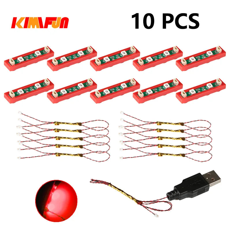 10PCS 0.8mm Pin RGB LED Building Blocks USB Lamp DIY Street Light City Electric Decorate 1X1 Brick Compatible All Brands