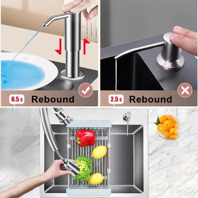 Kitchen Sink Soap Dispenser Upgraded Extended Tube Pump Dispenser Sink Countertop installation for Detergent and Hand Sanitizer