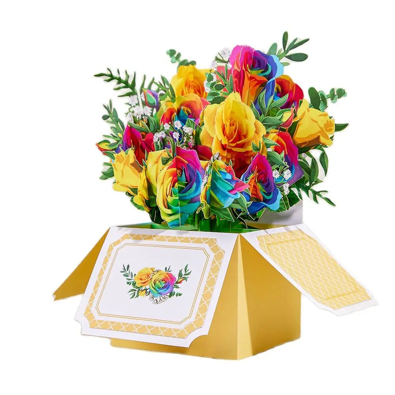 Flower Greeting Card With Envelope Surprise Gifts For Mothers Day Birthday Thanksgiving Wedding Anniversary Floral Box 3D Pop-up
