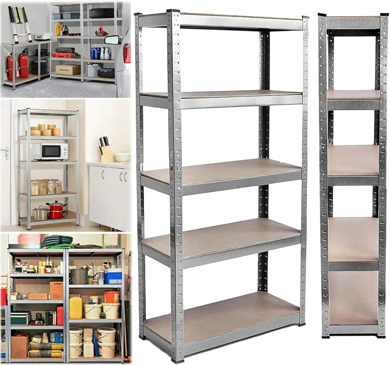 5 Tier Garage Shelves Metal Storage Shelves Rack,Heavy-Duty Shelving Units,Boltless Assembly for Warehouse Office,875kg Capacity