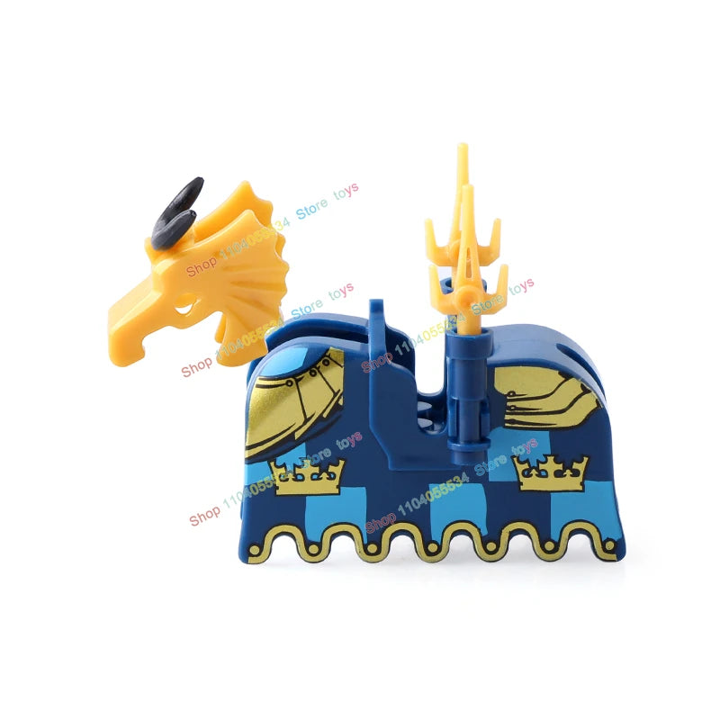 MOC Medieval Military Series Castle Roman Knight Horse Saddle Soldiers War Horses Building Block Accessories Kids Education Toy