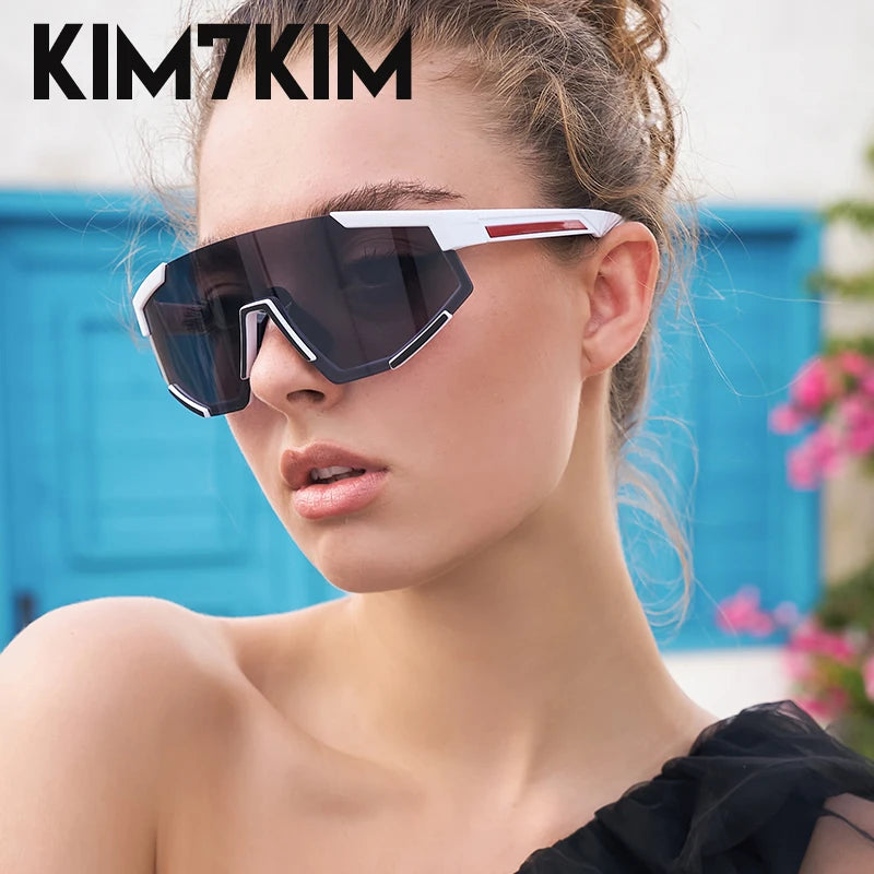 Y2k Sports Sunglasses Men Women 2023 Luxury Brand Fashion Oversized One- Piece Punk Sun Glasses Male 2000‘S Wrap Around Goggles