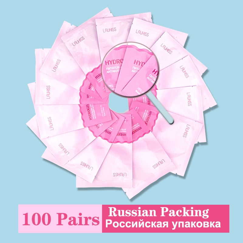 25/50/100Pairs Eye Patches Under Eyelash Pads for Building Hydrogel Paper Patches Pink Lint Free Stickers for False Eyelashes