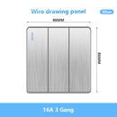 86 Type UK Standard Wall Light Switch 16A Brushed Panel ON OFF Home Power Rocker Push Button Switch 1/2/3/4 Gang 1/2Way