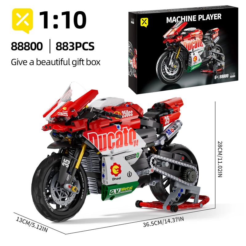 ToylinX 883pcs Motorcycle Building Set 1:10 Model Kit Building Block Car for Kid Adults Festive Gifts Christmas Halloween Easter