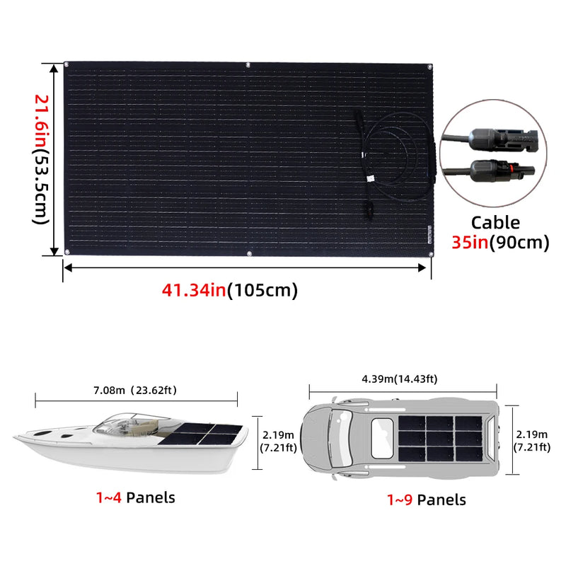 New Flexible Solar Panel 110w 220w 330W 440w ETFE Monocrystalline Solar Cell 12V 24v System Kit Power Station Charger  PV 1000W