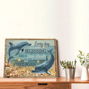 1.5-inch thick pine frame, ocean-inspired canvas wall art, modern dolphin design for interior decor