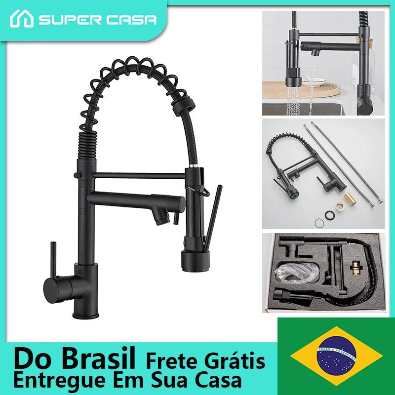 Torneira Cozinha Moderna com Spray Articulado Versátil