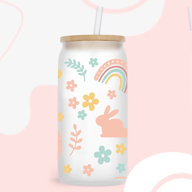 UV DTF Transfers Stickers, Cup Wraps, Bunny, Happy Easter, Printed for DIY Glass, Ceramic Metal Leather, 3D, 16oz D6263