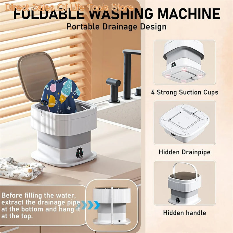 60W portable folding washing machine with rotating fully automatic mini underwear socks 11L household centrifugal washing machin