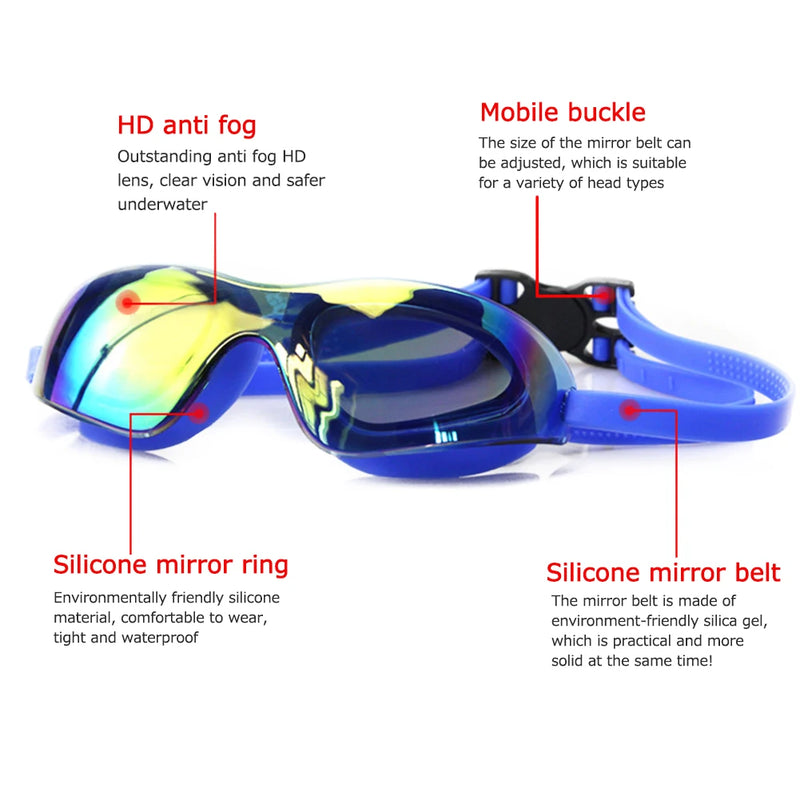 1 Pair Women Men Swimming Goggles Large Frame Professional Swimming Surfing Glasses Anti Fog Swim Eyewear for Adults