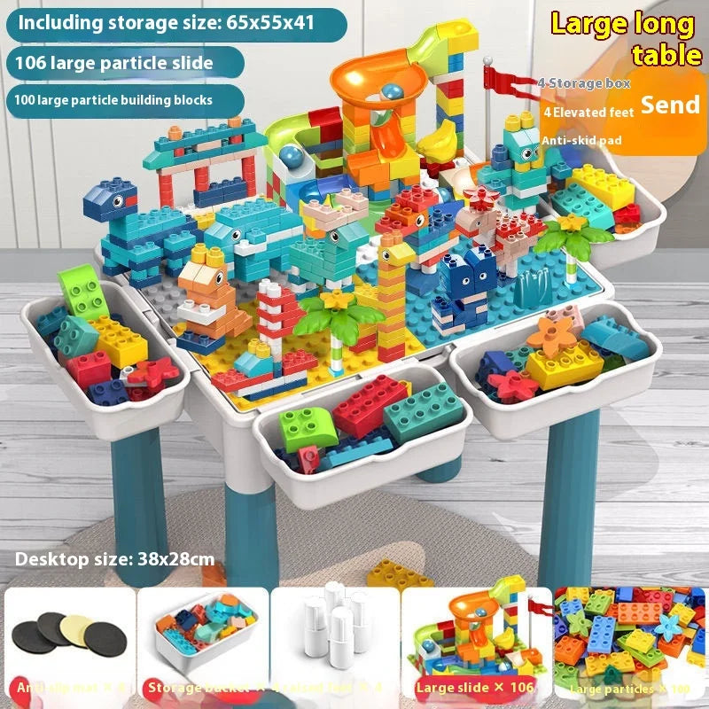 Multi Kids Activity Table Building Blocks Table For Toddlers Ake Apart Toys With Storage Learning Montessori Particle Board Toys