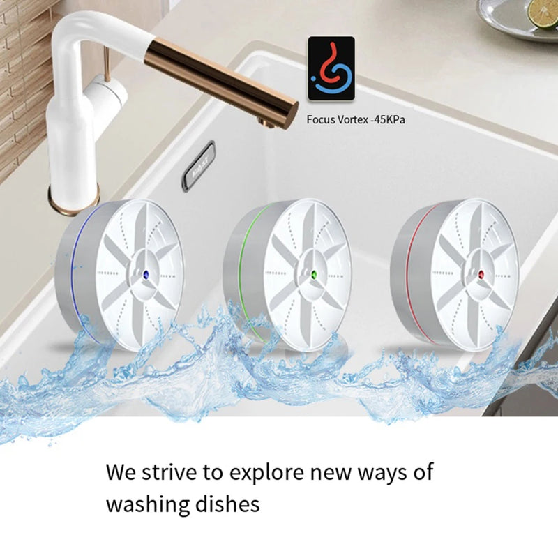 Mini Turbo Dishwasher Portable Ultrasonic Dish Washer USB Chargeable Vegetable Washing Machine Household Sink Dishwasher Device