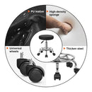 KKTONER PU Leather Round Rolling Stool with Foot Rest Swivel Height Adjustment Spa Drafting Salon Tattoo Work Office Stools