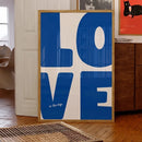 Chic Blue Red Love Canvas Prints Minimalist Valentine's Day Wall Art Poster for Modern Living Room and Home Decor Christmas Gift