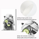 Adorable Raccoon Bathroom Roll Paper Prints Wall Art Canvas Painting Funny Toilet Poster Animal Cute Pictures Home Decoration