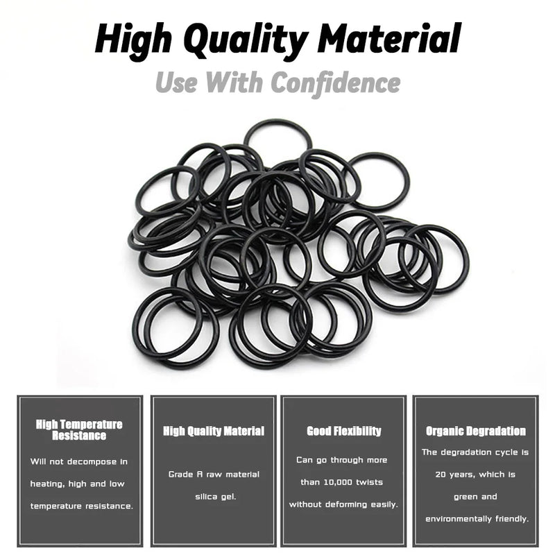 Rubber O Ring Set Gaskets Seal Nitrile Rubber Bands High Pressure O-Rings NBR VMQ FKM Corrosion Oil Resist Sealing Washer Kit