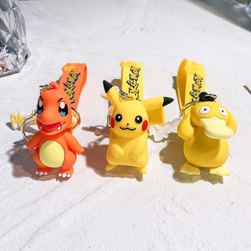 Pokemon Keychain Pikachu Anime Action FiqureToy Kawaii Cartoon Fashion Charmander PsyduckDoll Keyring Car Bag Pendant Kid Gift