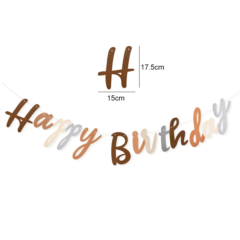 INS Happy Birthday Letters Banner Kids 1st Birthday Party Brown Bear Paper Garland Flag Decoration Boy Girl Baby Shower Supplies