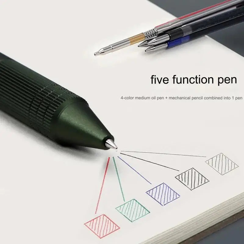 Uni 4&1 Multi Pen, Japan Jetstream Metal Edition - 0.5mm 4 Colors Ink Ballpoint Pen and Mechanical Pencil, School Office Gadgets