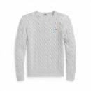 Brand Women's Clothing 2022 Early Loose O-Neck Knitted Sweater Cable Knitted Sweater 100% Cotton RL8519