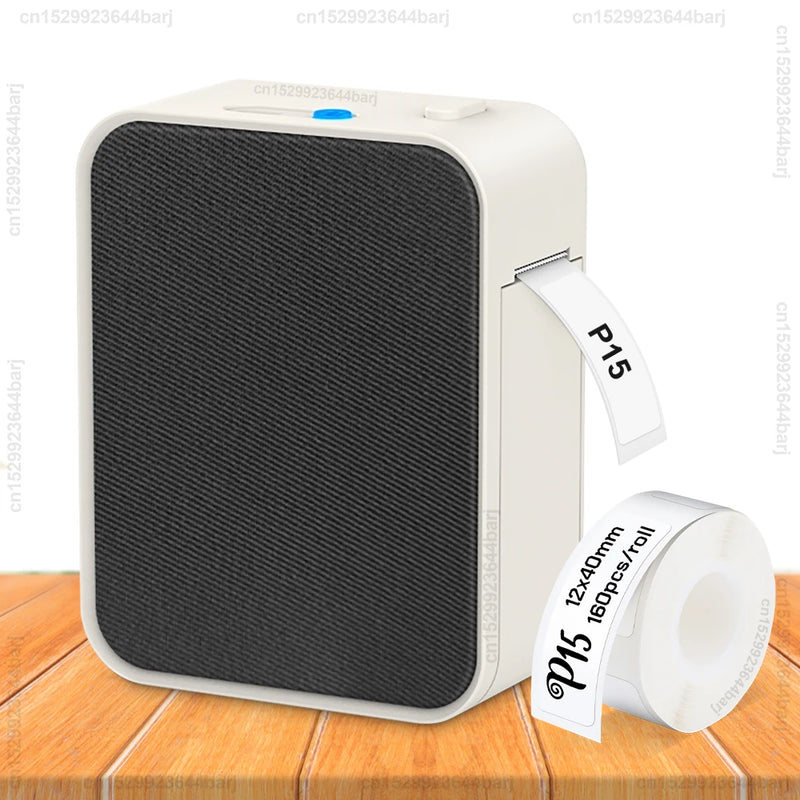 P15 Self-adhesive Thermal Label Printer Portable Wireless Bluetooth Label Maker Pocket Label Machine with P15 Label Paper Tape