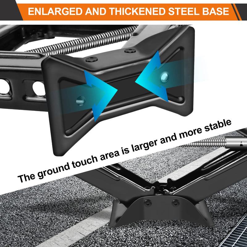 Scissor Jack, 2 Tons Automotive Car Tyre Repair Changing Lifting Tool with Hexagonal Lug Labor-Saving Wrench, 105mm to 385mm