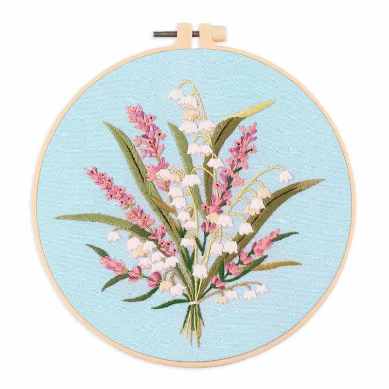 Embroidery Starter Kits with Floral Flower Patterns Embroidery Kit for Beginners Fabric Cross Stitch Kits for Adults DIY