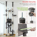 Floor to Ceiling Cat Tree Adjustable Cat Tower Tall Kitty Climbing Play House with Scratching Posts Cozy Condo Perches Hammock