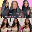 UNice Bye Bye Knots 7x5 Lace Straight Wig Pre Cut Pre Bleached Glueless Wig Human Hair Ready To Wear 150% Density 26Inch