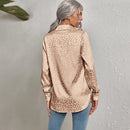 New Elegant Office Lady Long Sleeve Leopard Jacquard Blouse Turn Down Collar Button Shirt 2023 Spring Autumn Fashion Tops 19169